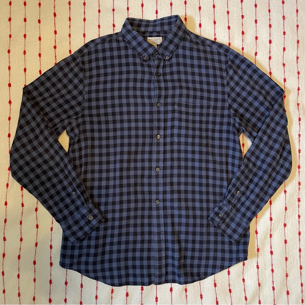 Club Monaco Men’s Plaid Cotton Button Down Size Large